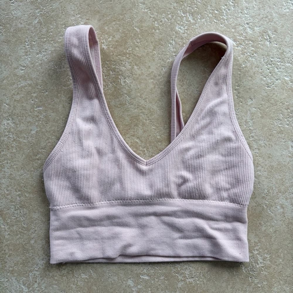 Light Pink Ribbed Bralette Top
